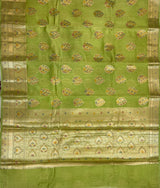 Mehendi Green Cotton Silk Banarasi Saree
