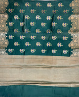 Bottle Green Cotton Silk Banarasi Saree