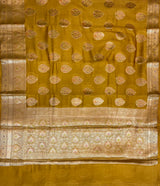 Golden Yellow Cotton Silk Banarasi Saree