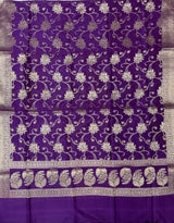 Purple Semi Silk Banarasi Dupatta