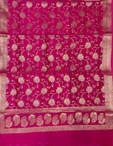 Rani Pink Semi Silk Banarasi Dupatta
