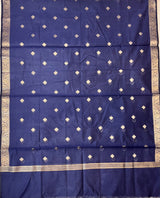 Navy Blue Semi Silk Banarasi Dupatta
