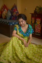 Green color cotton silk saree