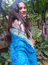 blue khaddi georgette pure silk dupatta