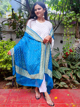 blue khaddi georgette pure silk dupatta
