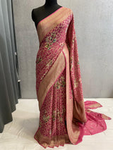 dusty pink pure Banarasi Khaddi Georgette saree