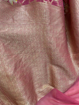 dusty pink pure Banarasi Khaddi Georgette saree