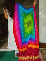 Multicolor gajji silk bandhej dupatta