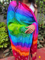 Multicolor gajji silk bandhej dupatta