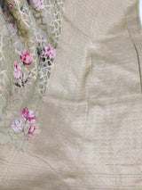 Khaddi Georgett Green Banarasi Saree