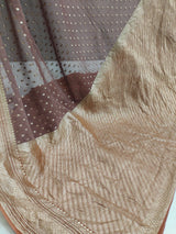 Khaddi Georgett Dusty Brown Banarasi Saree