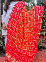 orange gajji silk bandhej dupatta