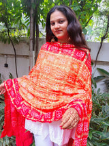 orange gajji silk bandhej dupatta