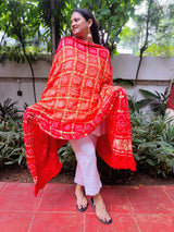 orange gajji silk bandhej dupatta