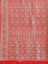 Red colored semi katan saree