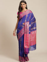 Blue colored semi cotton saree
