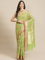 Green Powerloom Cotton Silk Banarasi Saree