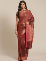 Rust colored semi cotton saree