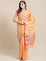 Peach Powerloom Cotton Silk Banarasi Saree