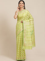 Green color cotton silk saree
