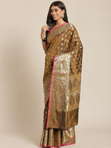 Brown semi silk saree
