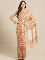 Pale Pink Semi Organza Silk Banarasi Saree