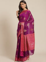 Purple colored semi cotton saree