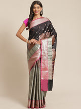 Black colored semi silk saree