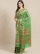 Green Powerloom Cotton Silk Banarasi Saree