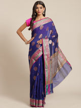 Blue colored semi cotton saree