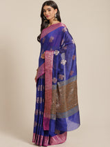Blue colored semi cotton saree