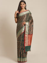 Green semi silk saree