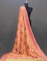 Light Peach Pure Munga Khaddi Silk Banarasi Saree