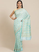 Blue color cotton silk saree
