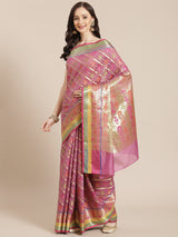 Purple semi organza silk banarasi saree