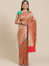 Red semi katan silk saree