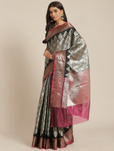 Black colored semi silk saree