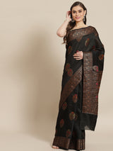 Black Banarasi Pure Muga Silk Gol Boota Saree