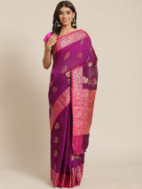 Purple colored semi cotton saree