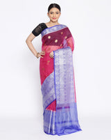 Blended Pink Organza Silk Zari Booti Banarasi Saree