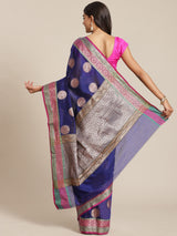 Blue colored semi cotton saree