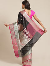 Black colored semi silk saree