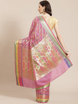 Purple semi organza silk banarasi saree