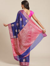 Blue colored semi cotton saree