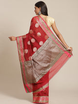 Red colored semi cotton saree