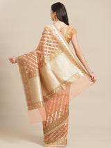 Pale Pink Semi Organza Silk Banarasi Saree