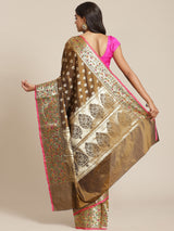 Brown semi silk saree