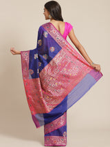 Blue colored semi cotton saree