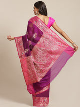 Purple colored semi cotton saree