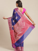 Blue colored semi cotton saree